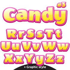 Funny children's candy letters set Latin uppercase and lowercase N3
