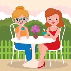 Girls friends in an outdoor cafe N2
