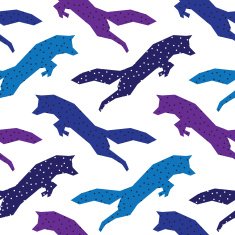 Seamless vector color print with a jumping fox