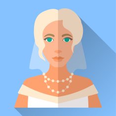 Wedding day bride blue square flat icon with shadow N9