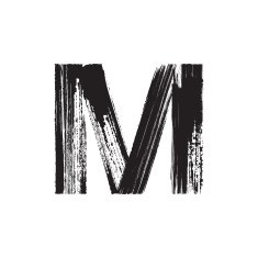 Letter M hand drawn with dry brush