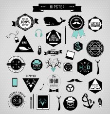 Hipster style elements icons and labels N25