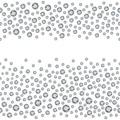 Seamless scattered diamonds (gems rhinestones) isolated on whit