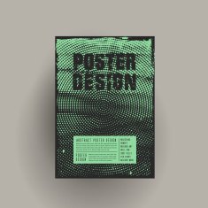 trendy poster design with fluorescent spot elements