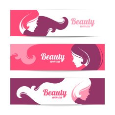 Banners with stylish beautiful woman silhouette Template design N3