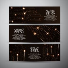 Vector banners set with Abstract Yellow lights technology background