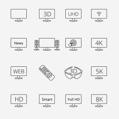 Set of TV line icons