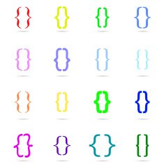 Curly bracket icon colored set N2