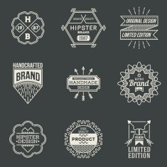 Retro design insignias logotypes set 6 Vector vintage elements