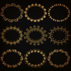 Vector set of gold decorative borders frame N11