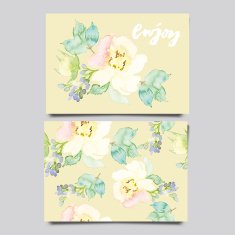 Decorative card Flowers painted in watercolor Hand lettering Seamless pattern