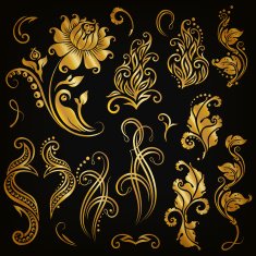 Vector set of floral elements