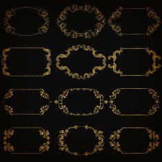 Vector set of gold decorative borders frame N12 free image download