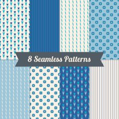 Set of Seamless Patterns with Flowers and Stripes