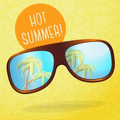 Cute summer poster - sunglasses with palms reflection in them