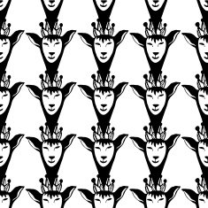 Vector hipster seamless pattern with black queen deers Graphic illustration