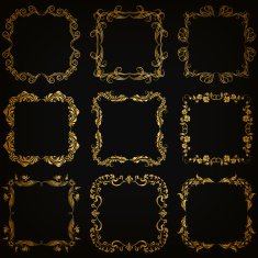 Vector set of gold decorative borders frame N13