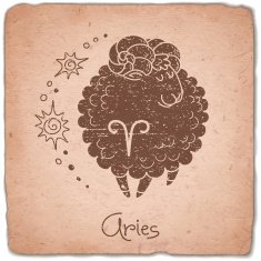 Aries zodiac sign horoscope vintage card