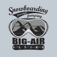 Snowboarding winter sport emblem T-shirt - vector