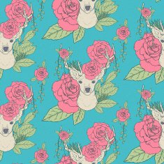 elegant seamless pattern with deer antlers and roses N2