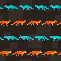 Polygonal abstract fox isolated on cover Seamless pattern geometric background