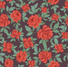 Seamless Vintage Flower Pattern with red roses