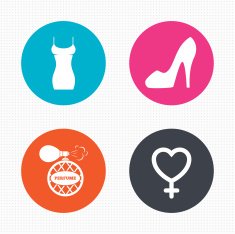 Women dress icon Sexy shoe sign Perfume N12
