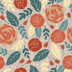 Pattern with colorful flower