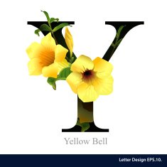 Letter Y vector alphabet with Yellow Bell ABC concept