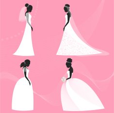 Set of bride silhouette for design wedding card invitation