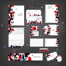 Stationery template design set with round element on background