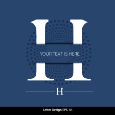 Letter H vector alphabet inserted into the paper cut