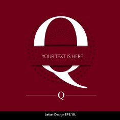 Letter Q vector alphabet inserted into the paper cut