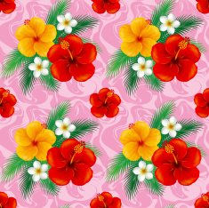 Wallpaper of hibiscus Illustration The seamless pattern
