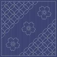 Endless texture Japanese Embroidery Ornament with circles and blooming flowers