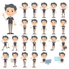 Set of various poses Black