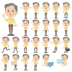 Set of various poses Yellow