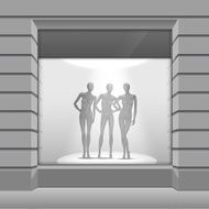 Vector Shop Boutique Store Front with Big Window and Mannequins N2