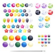 Set of different colorful beads sequins and seed beads