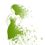 Vector Woman with Butterfly Dress