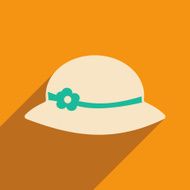 Flat with shadow icon and mobile applacation lady&#039;s hat N2