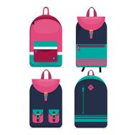 Set of 4 backpacks icons Flat style