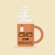 Workaholic Mug - Abstract orange flat mug icon N2