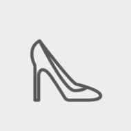 Lady high heel shoe thin line icon N3