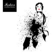 Fashion girl in sketch-style N143