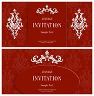 Vector Red Floral 3d Background Template Christmas and Invitation Cards