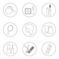 Vector set of thin outline style beauty icons