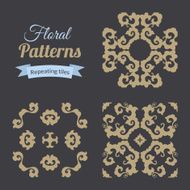 Abstract seamless floral patterns set