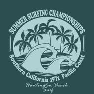 Surfers wear typography emblem Huntington Beach- vector illustra