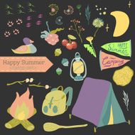 Happy Summer Camp Vector Set